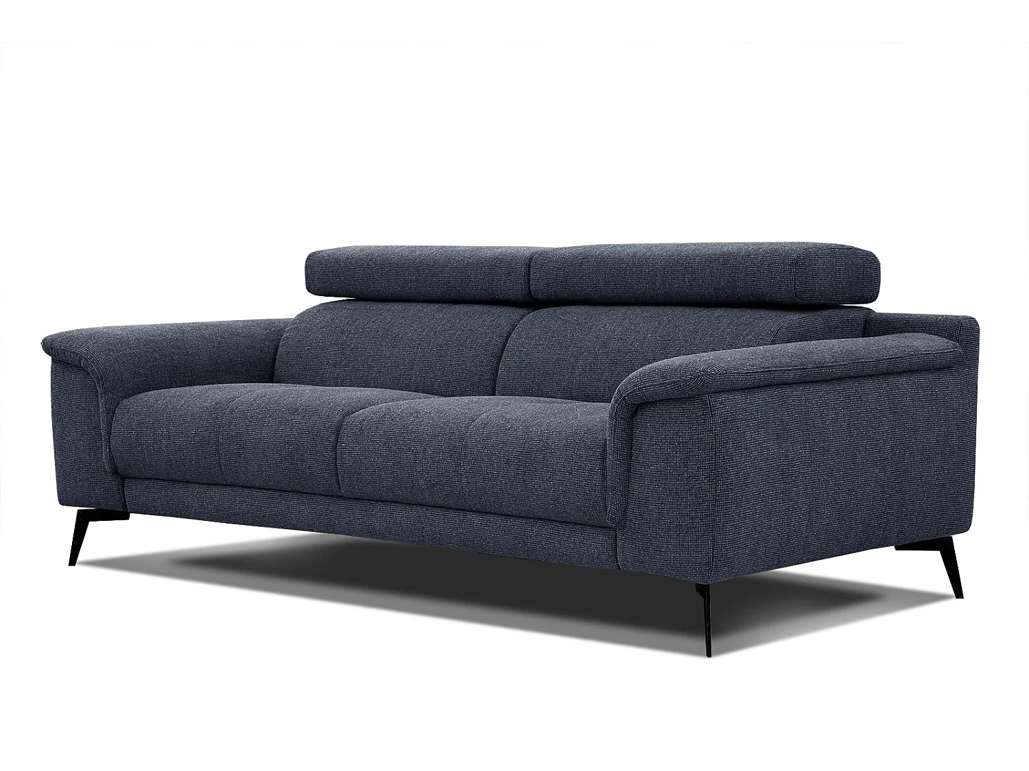Canapé droit XXL 3 places tissu bleu foncé - FIERO