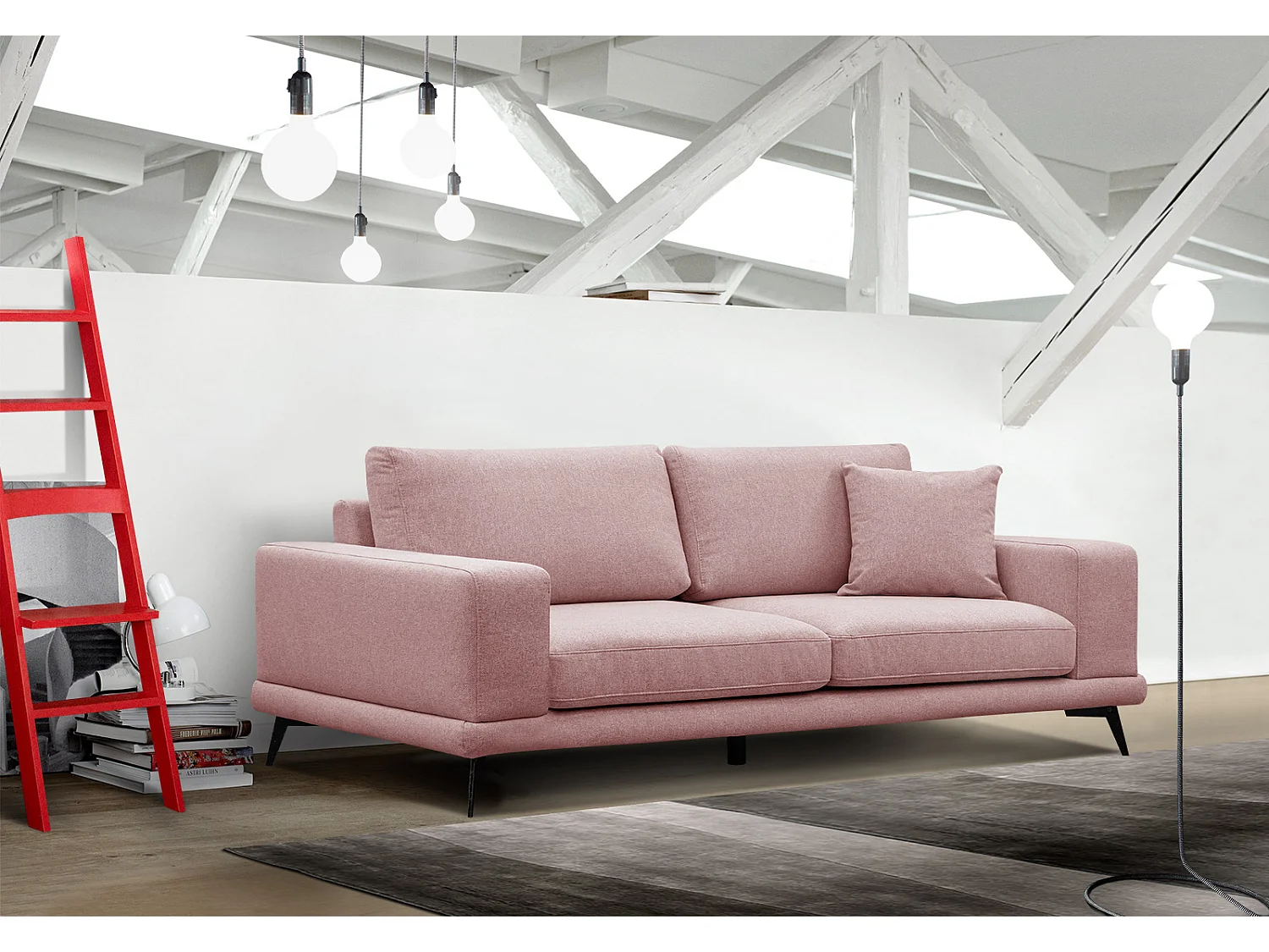 MEDIOLANE Sofa 3-Sitzer, hellrot