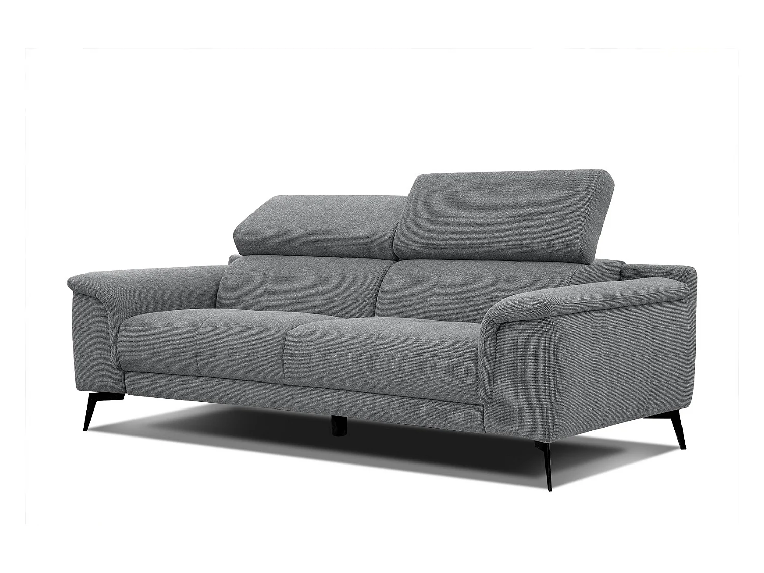 FIERO Sofa 3-Sitzer mit verstellbare Kopfstützen, grau
