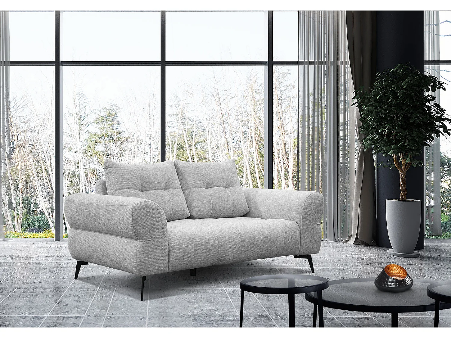 SALVINI Sofa 2-Sitzer, hellgrau