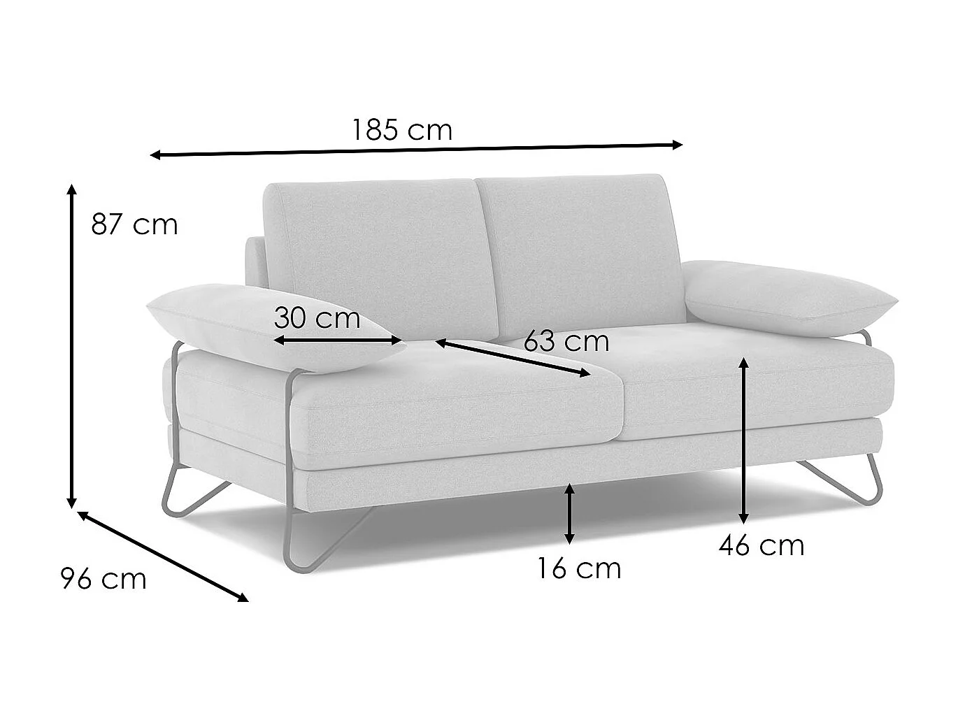 LORI Sofa 2-Sitzer, weiß