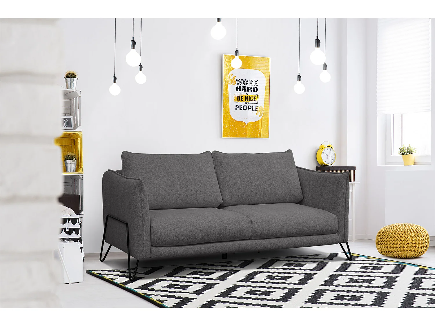 HOSTEN Sofa 2,5-Sitzer, dunkelgrau