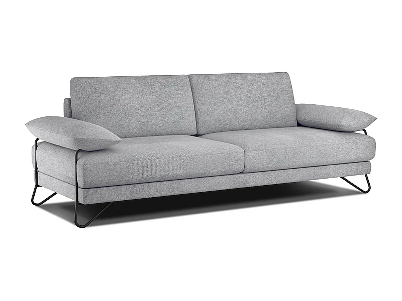 Canapé droit XXL 3 places tissu gris clair - LORI