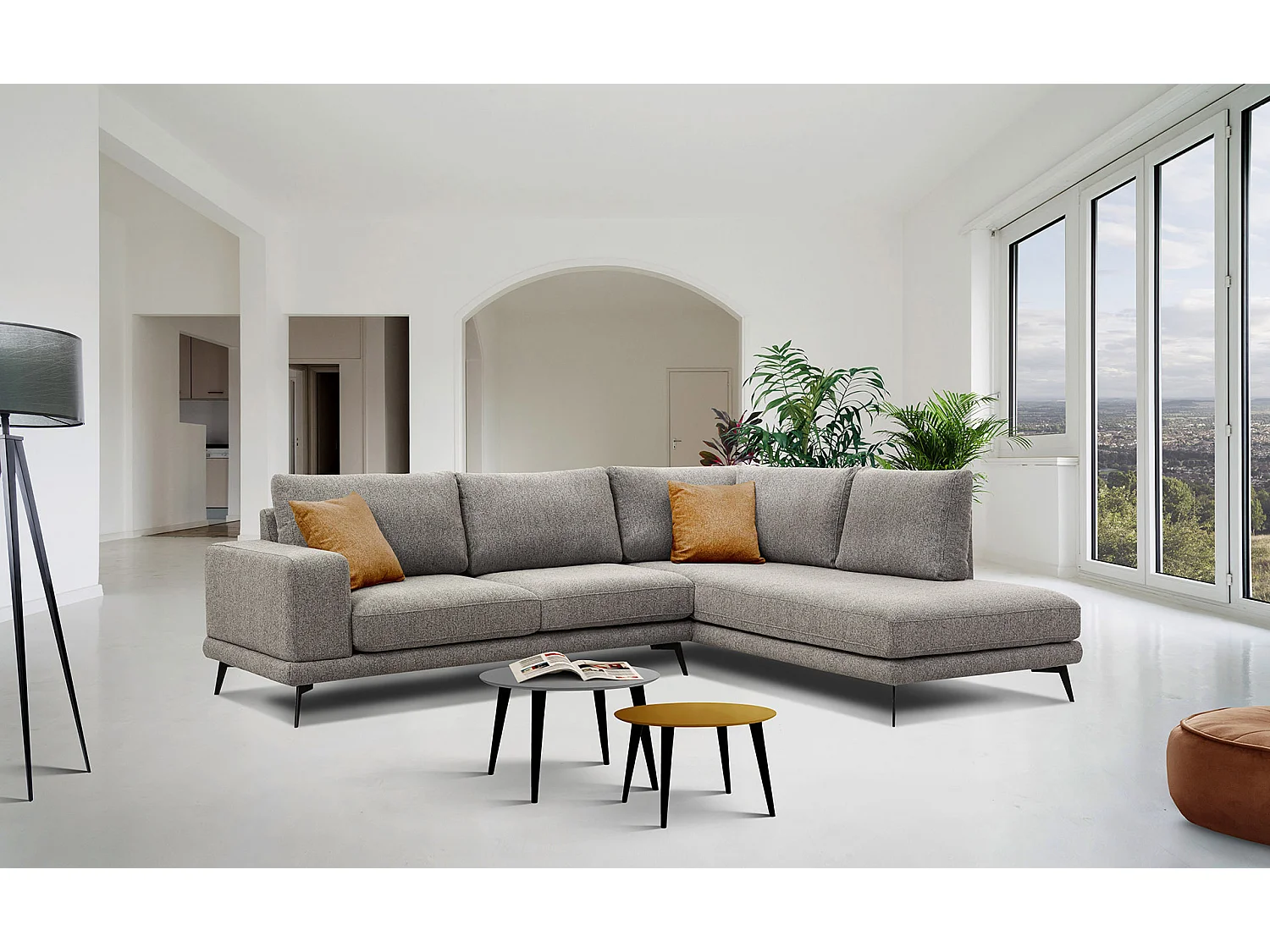 MEDIOLANE Ecksofa 5-Sitzer rechts, taupe