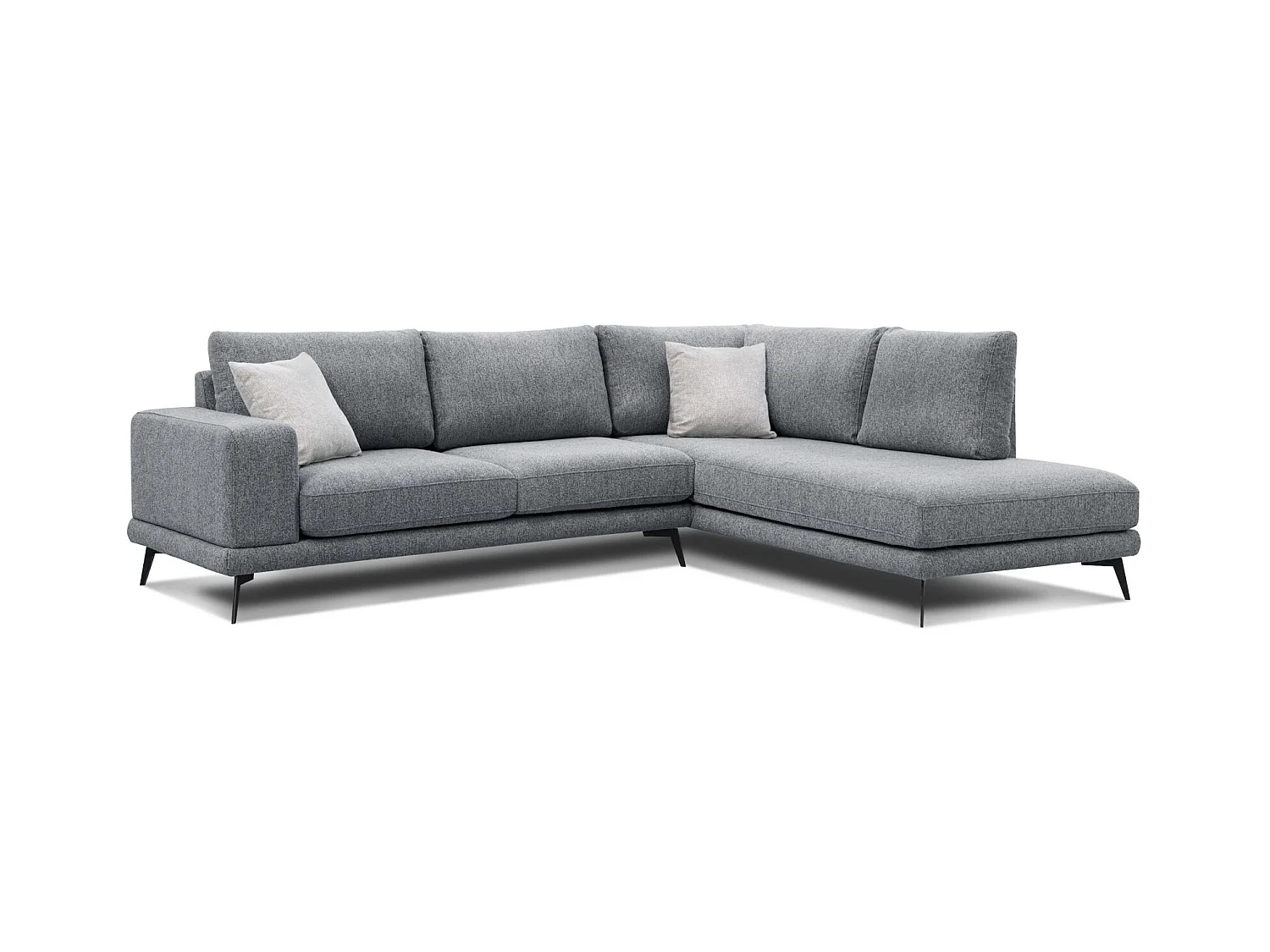 Canapé d'angle 5 places tissu gris - MEDIOLANE