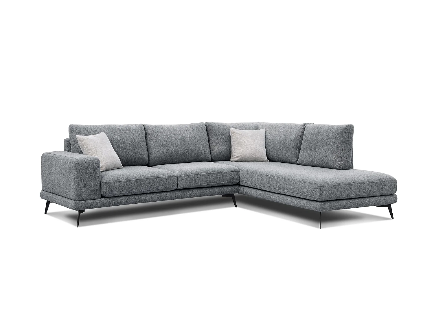 Canapé d'angle 5 places tissu gris - MEDIOLANE