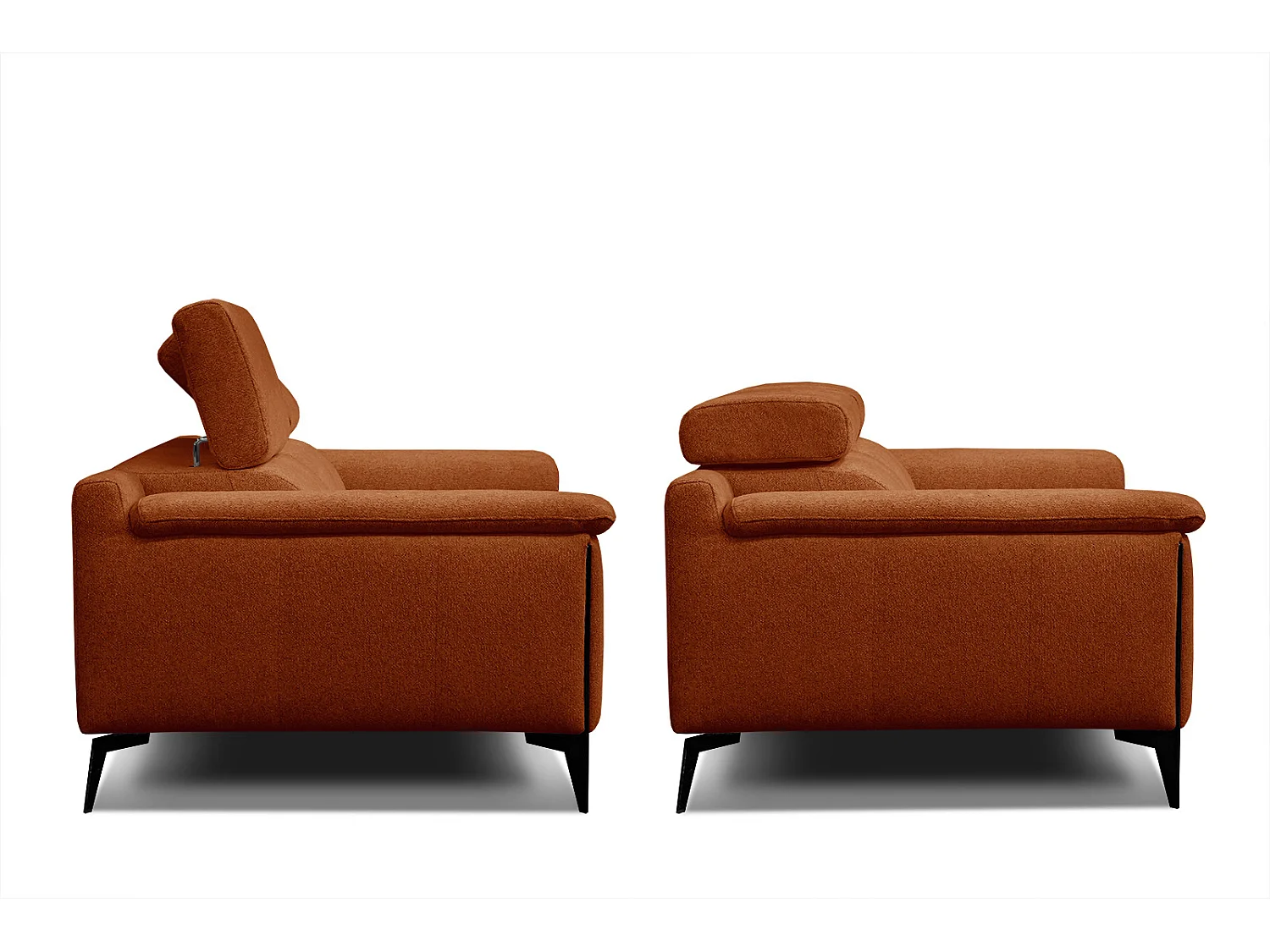 MATERA Sofa 2-Sitzer mit verstellbare Kopfstützen, dunkelorange