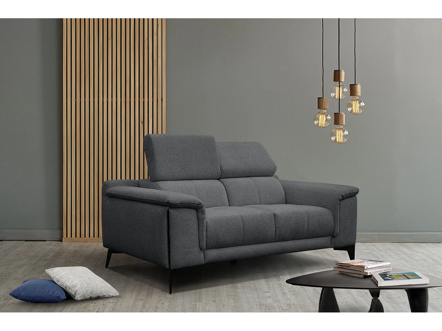 MATERA Sofa 2-Sitzer mit verstellbare Kopfstützen, graphit