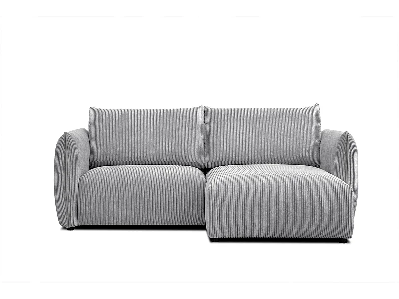 Canapé d'angle 3 places tissu gris clair - TAUER