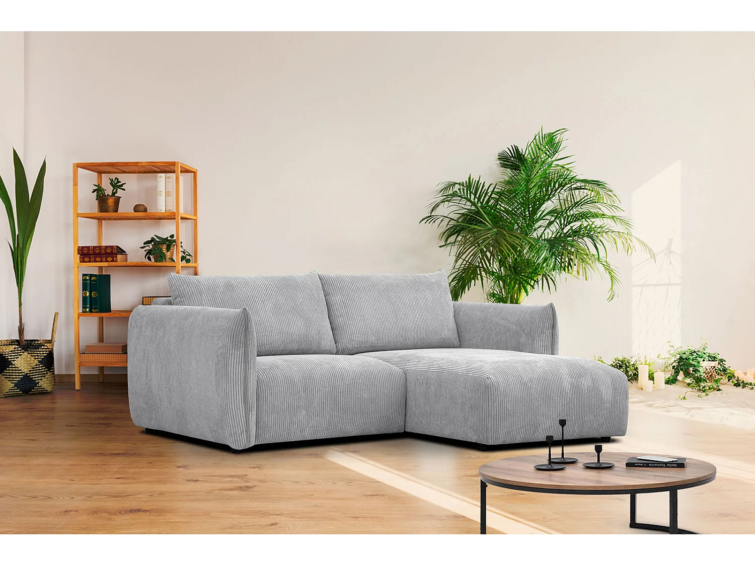 TAUER Ecksofa 3-Sitzer rechts, hellgrau