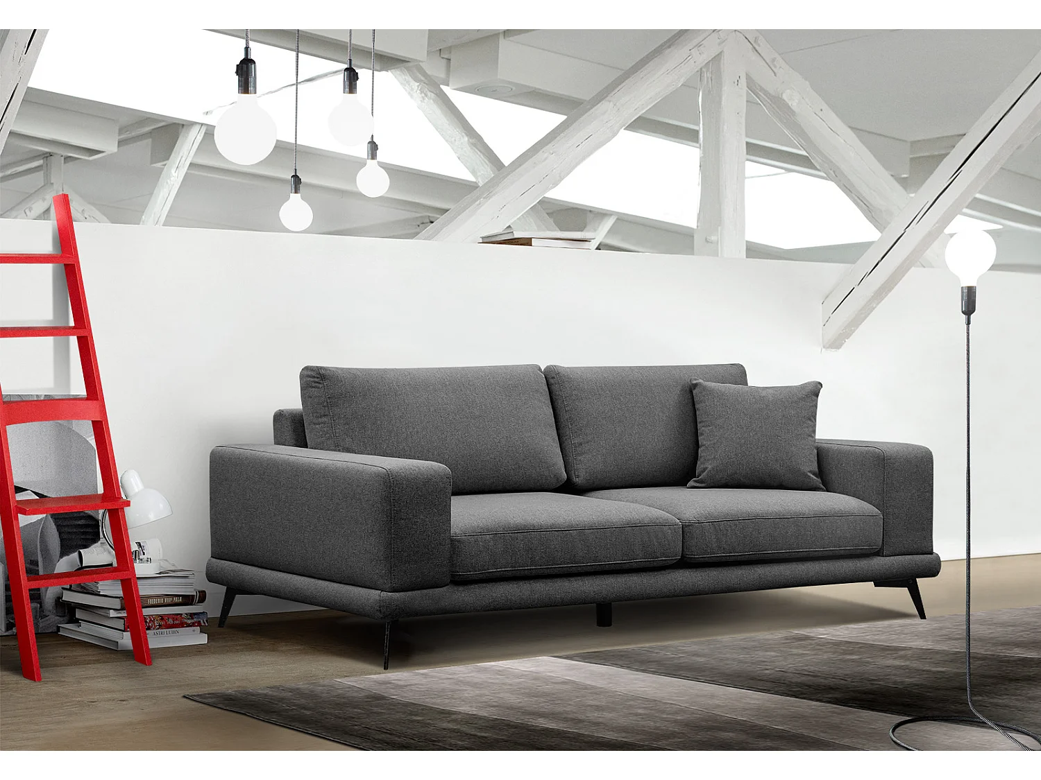 MEDIOLANE Sofa 3-Sitzer, schwarz