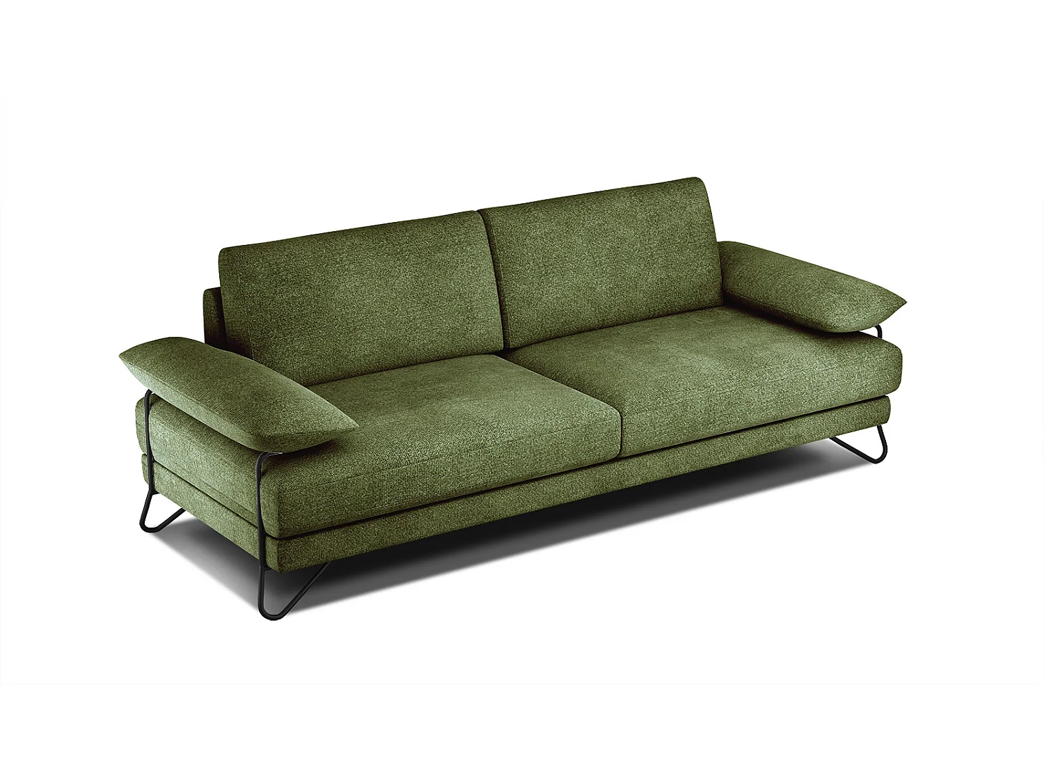 Canapé droit XXL 3 places tissu vert foncé - LORI