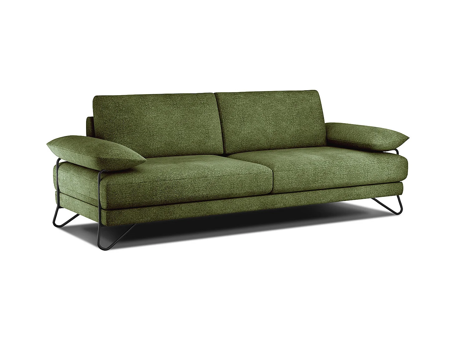 Canapé droit XXL 3 places tissu vert foncé - LORI