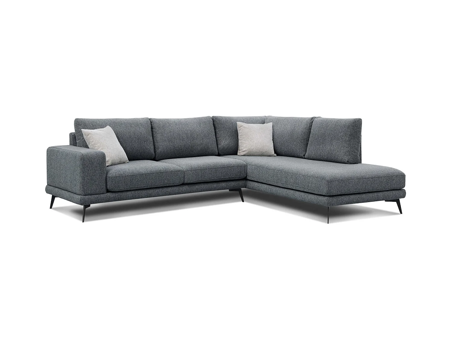 Canapé d'angle 5 places tissu gris foncé - MEDIOLANE