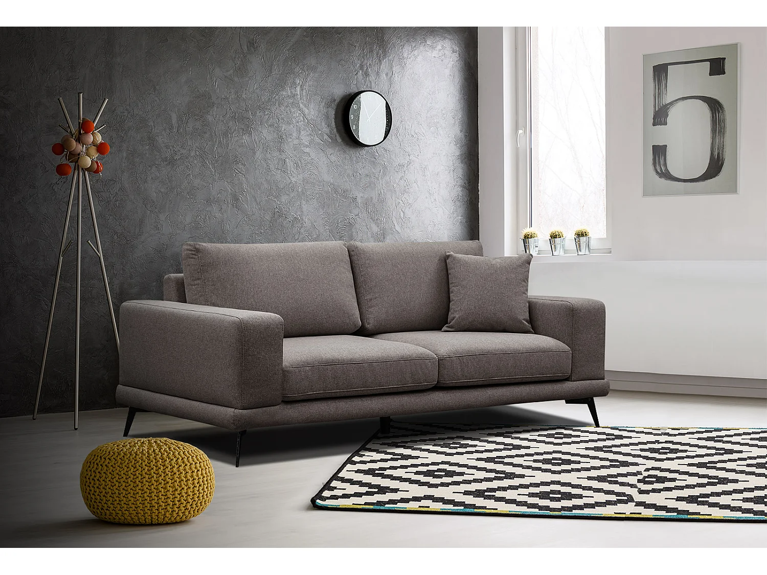 MEDIOLANE Sofa 2,5-Sitzer, dunkelbraun