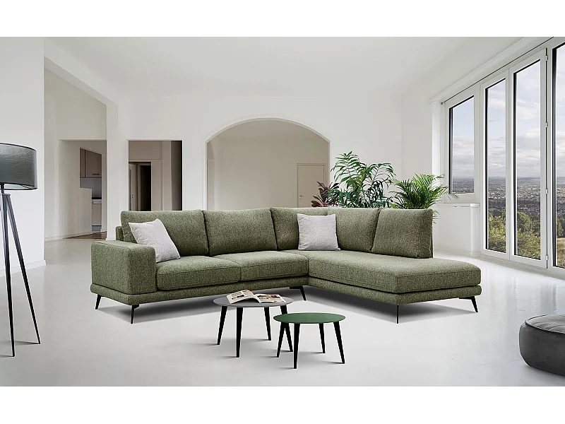 MEDIOLANE Ecksofa 5-Sitzer rechts, olive