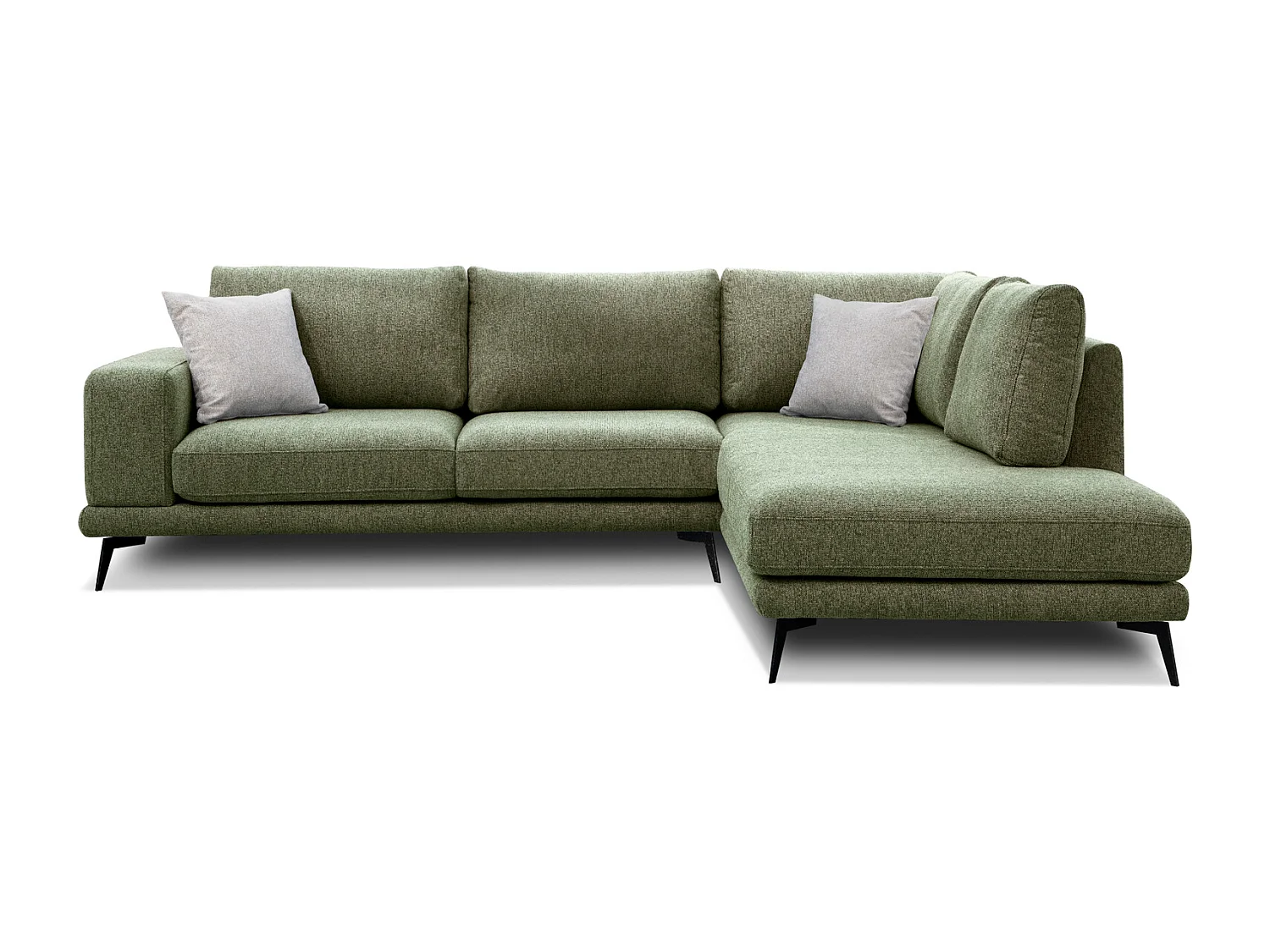 Canapé d'angle 5 places tissu vert olive - MEDIOLANE