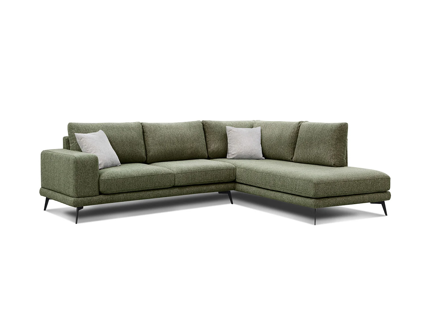 Canapé d'angle 5 places en tissu olive MEDIOLANE