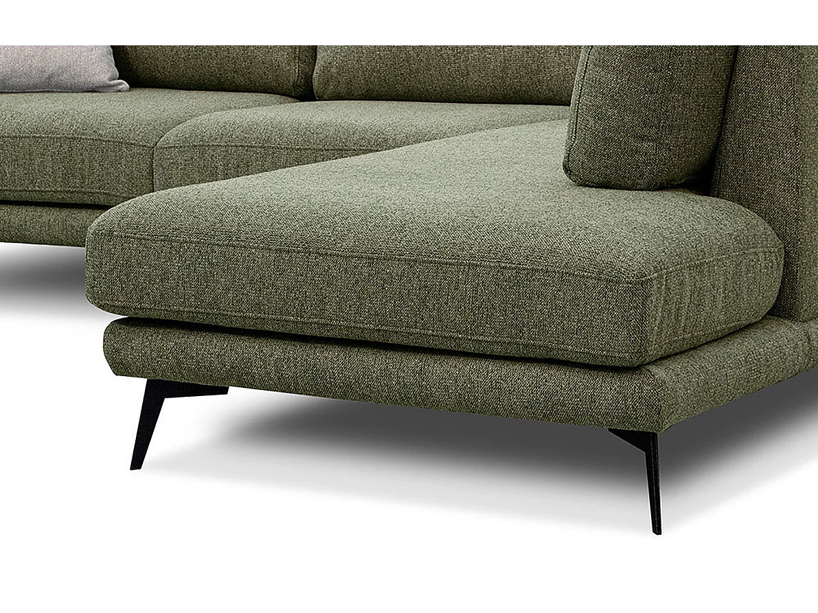 Canapé d'angle 5 places en tissu olive MEDIOLANE