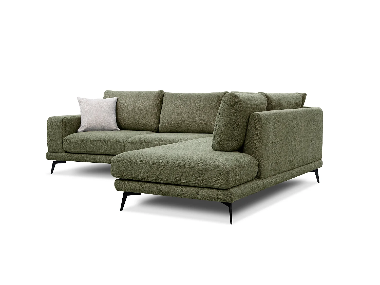 Canapé d'angle 5 places en tissu olive MEDIOLANE