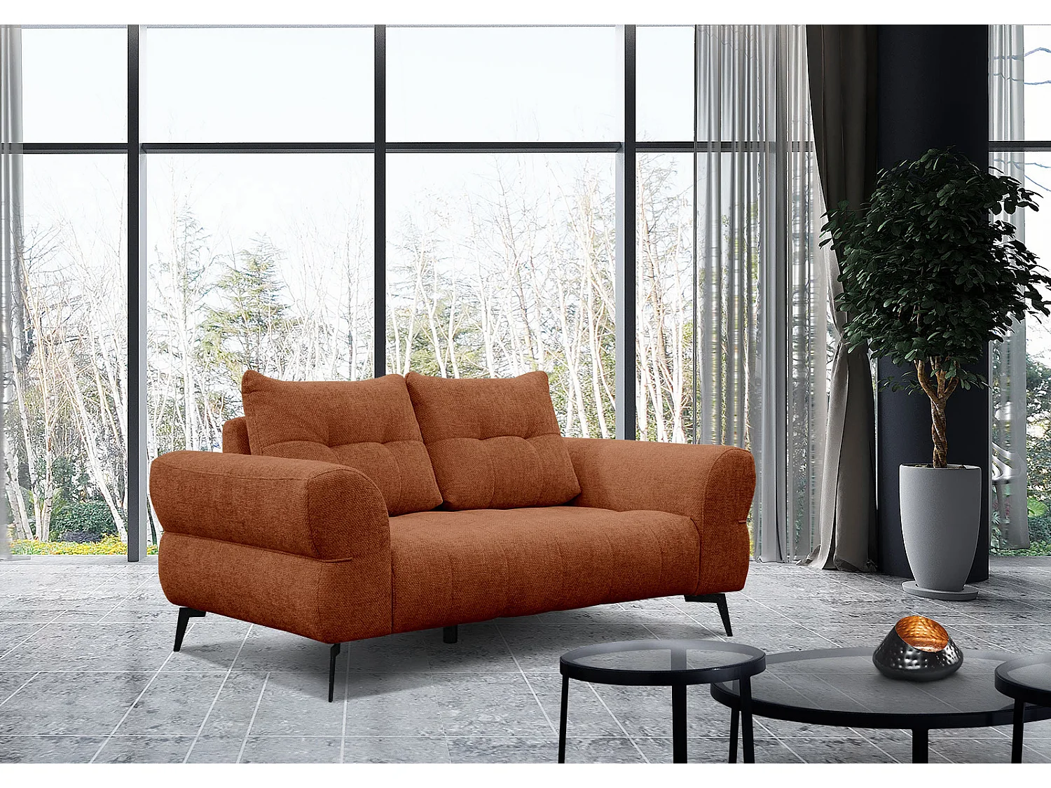 SALVINI Sofa 2-Sitzer, dunkelorange