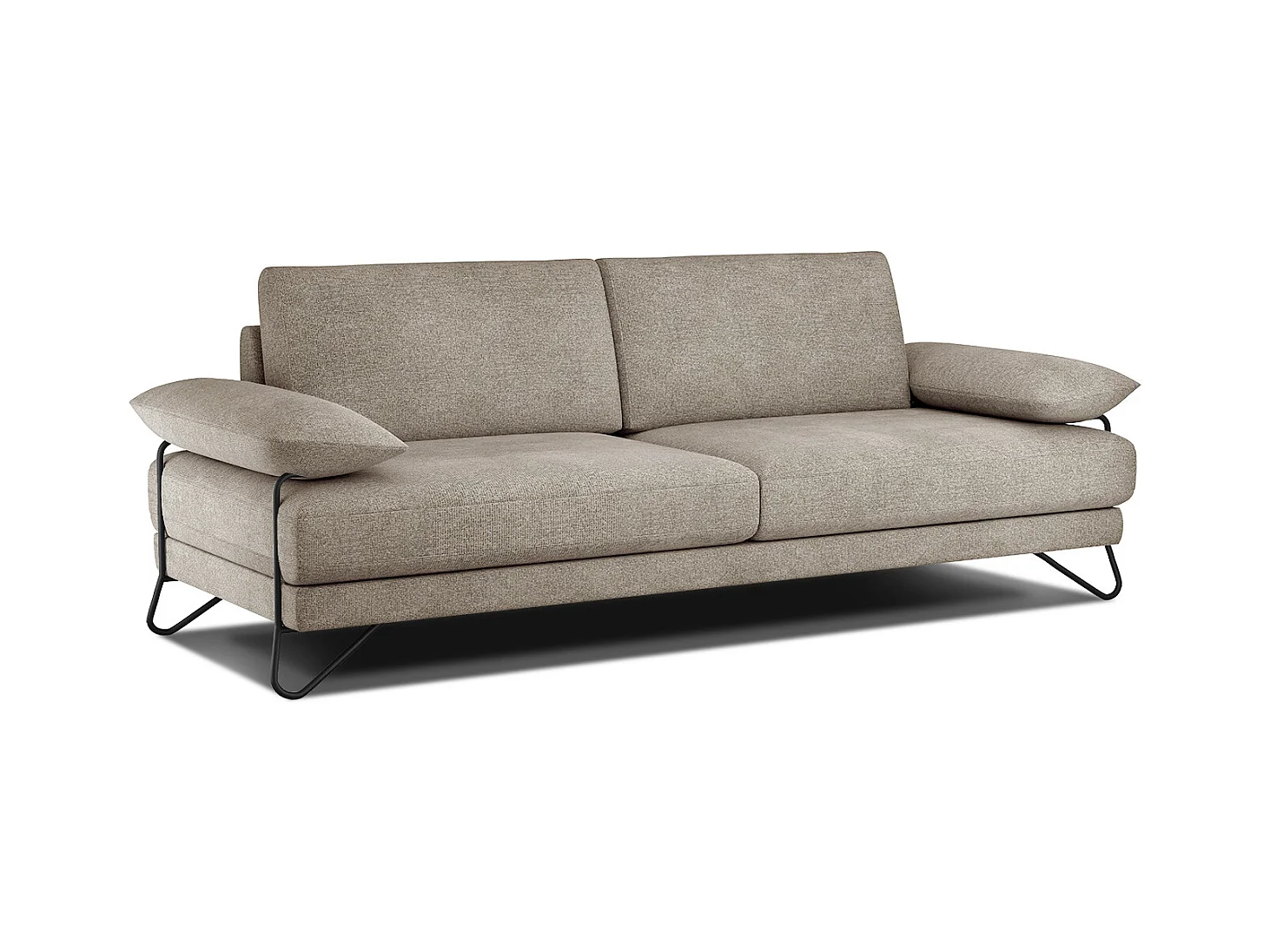 Canapé droit XXL 3 places tissu taupe - LORI