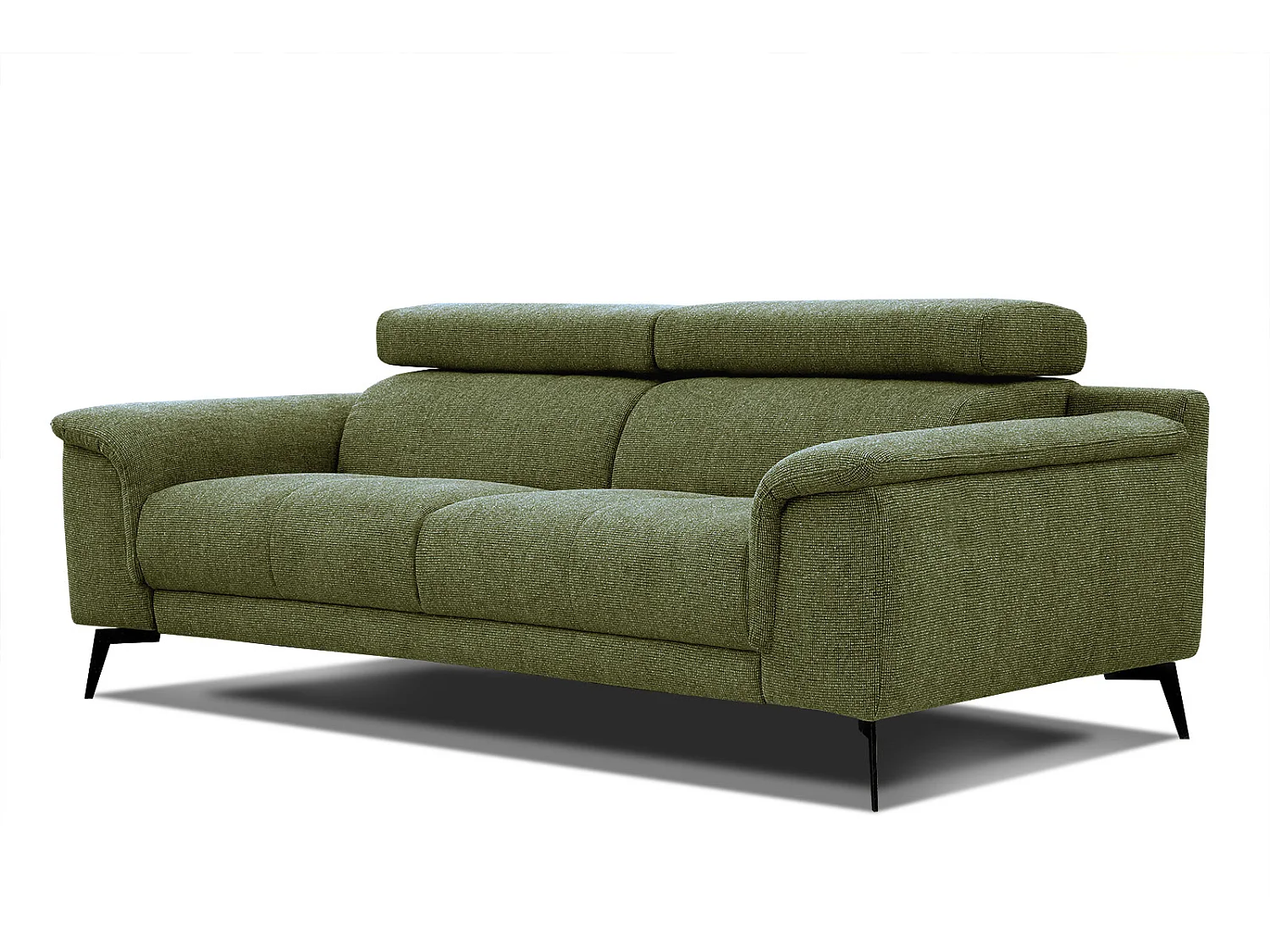 FIERO Sofa 3-Sitzer mit verstellbare Kopfstützen, olive