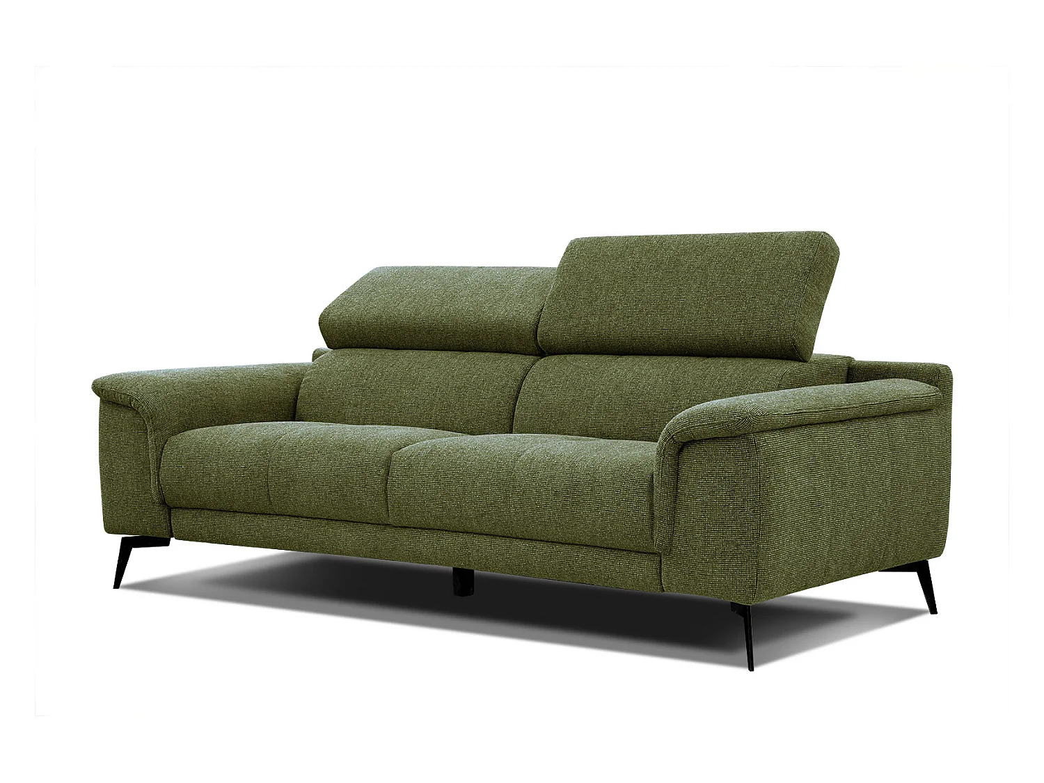 Canapé droit XXL 3 places tissu vert olive - FIERO