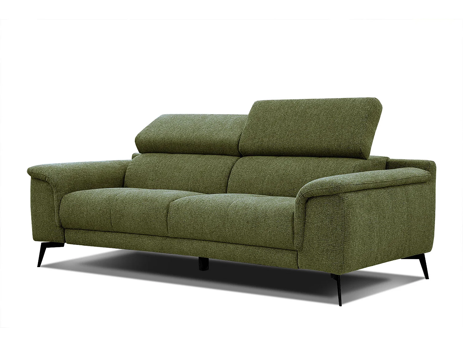 FIERO Sofa 3-Sitzer mit verstellbare Kopfstützen, olive
