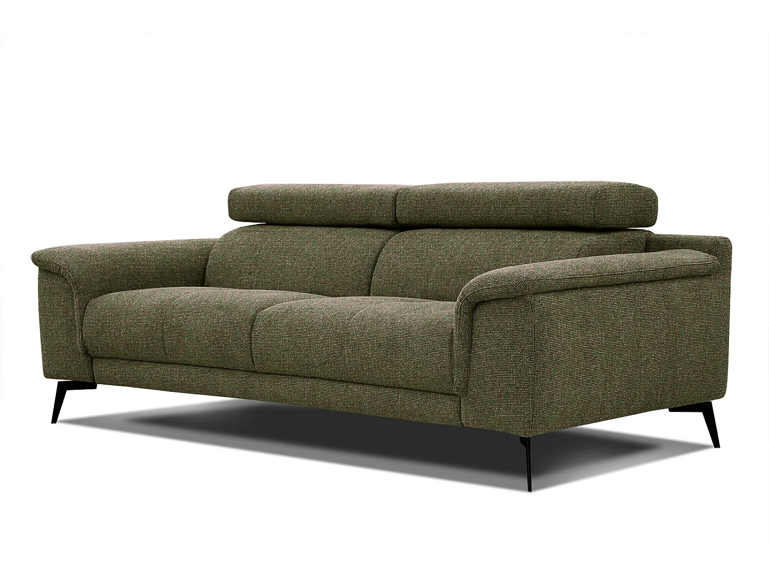 Canapé droit XXL 3 places tissu vert olive - FIERO