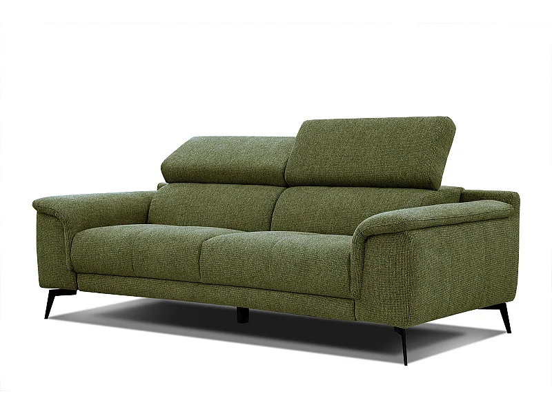 Canapé droit XXL 3 places tissu vert olive - FIERO