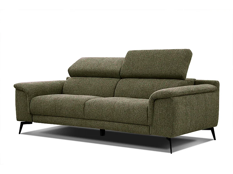 FIERO Sofa 3-Sitzer mit verstellbare Kopfstützen, olive