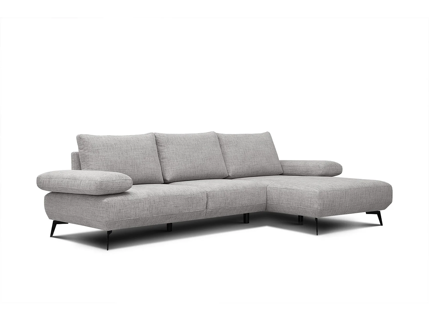 Canapé d'angle 4 places tissu gris platine - MELLO
