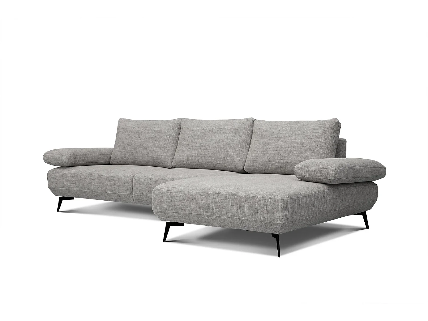Canapé d'angle 4 places tissu gris platine - MELLO