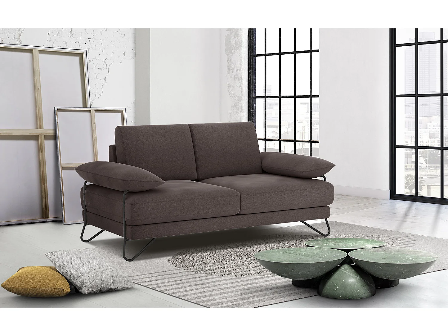 LORI Sofa 2-Sitzer, graubraun