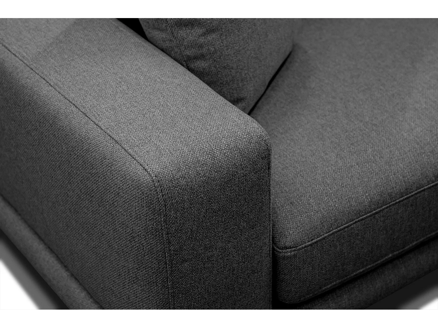 Canapé droit 3 places tissu noir  - MEDIOLANE