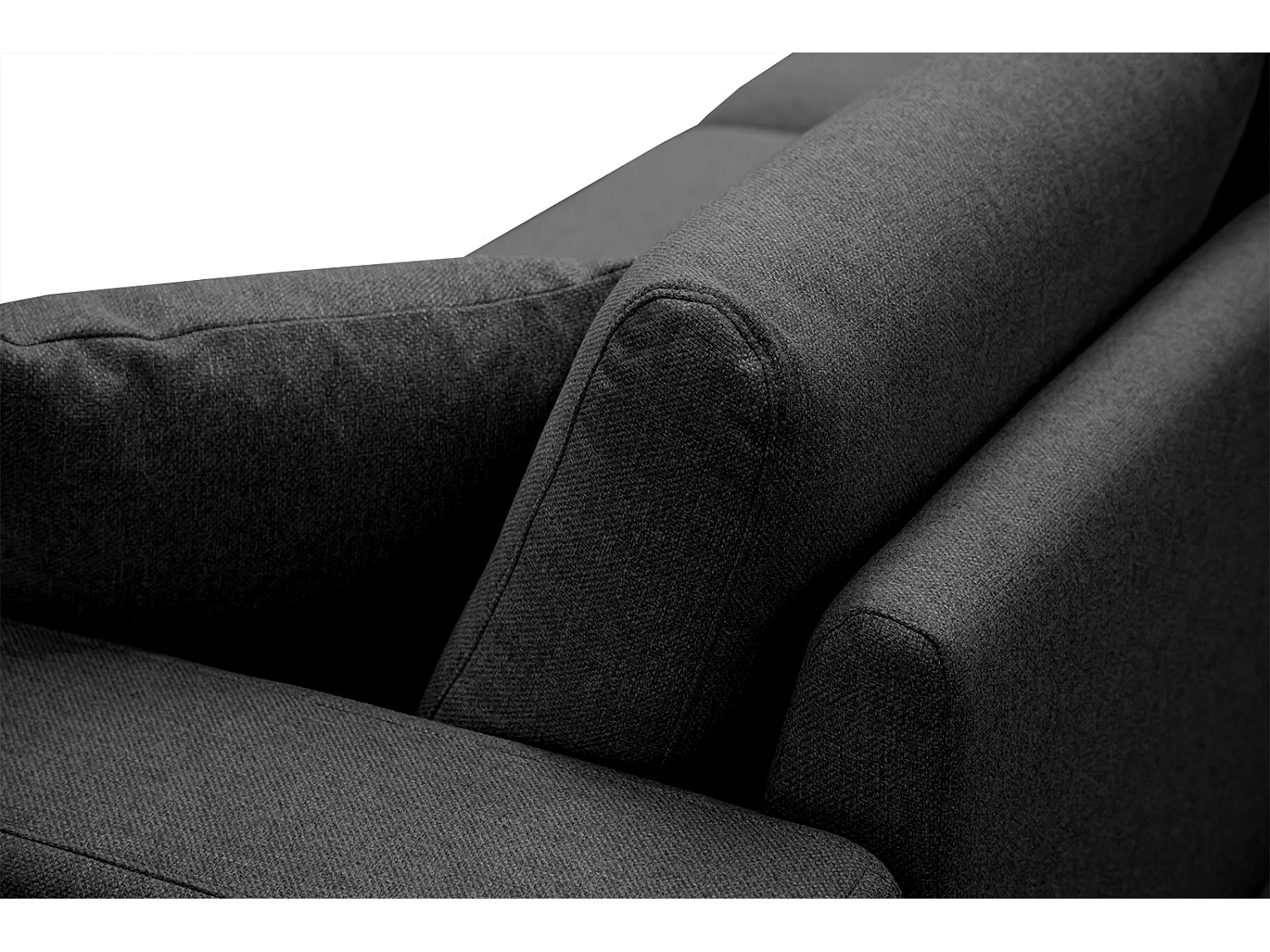 Canapé droit 3 places tissu noir  - MEDIOLANE