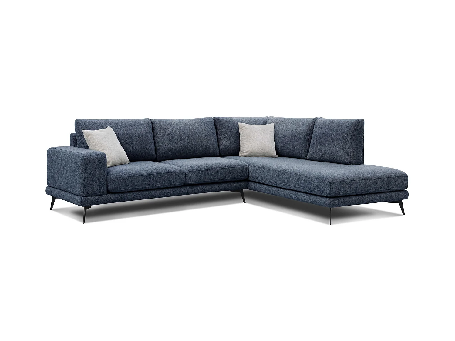 Canapé d'angle 5 places tissu bleu marine - MEDIOLANE