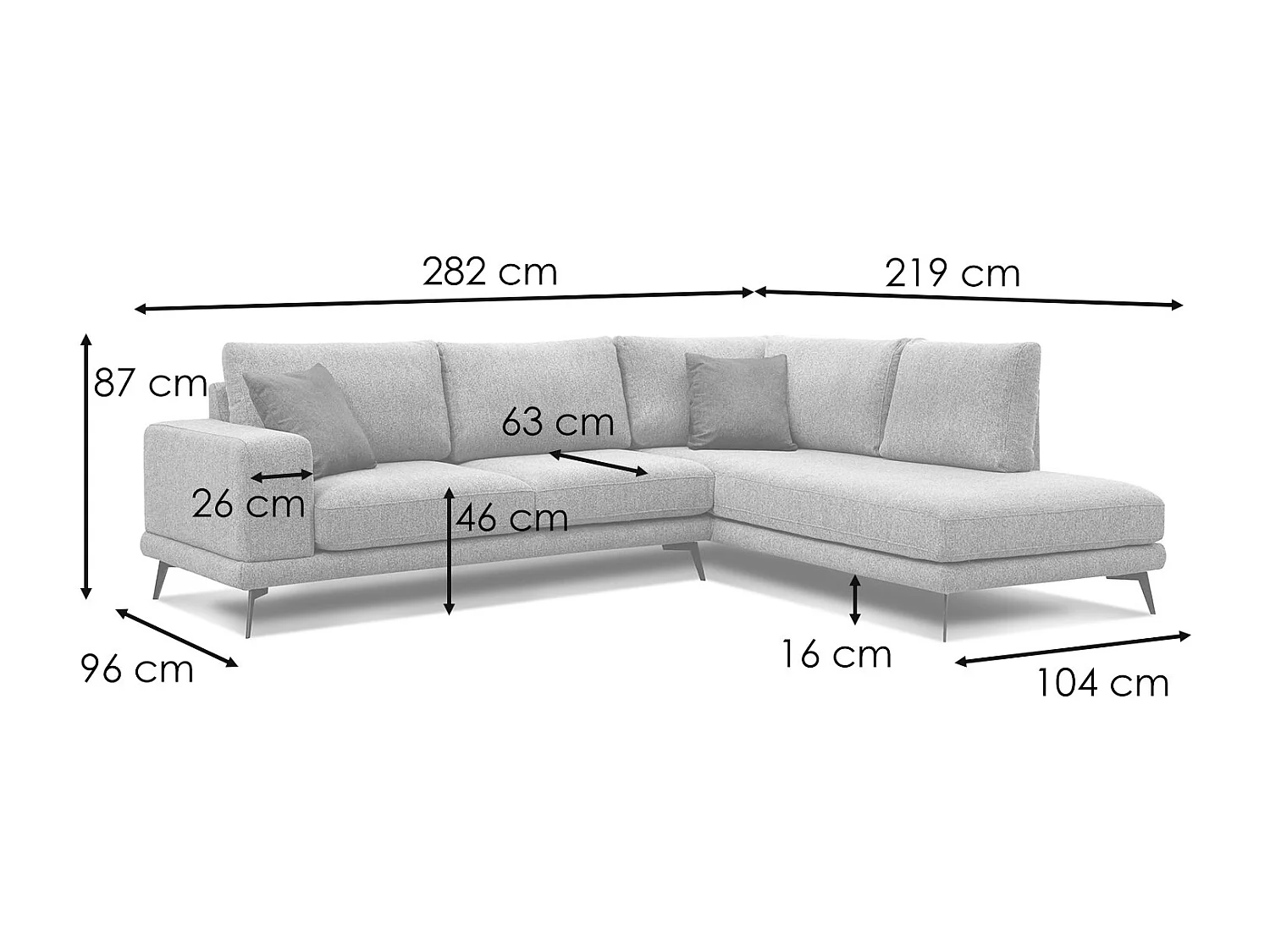MEDIOLANE Ecksofa 5-Sitzer rechts, marineblau