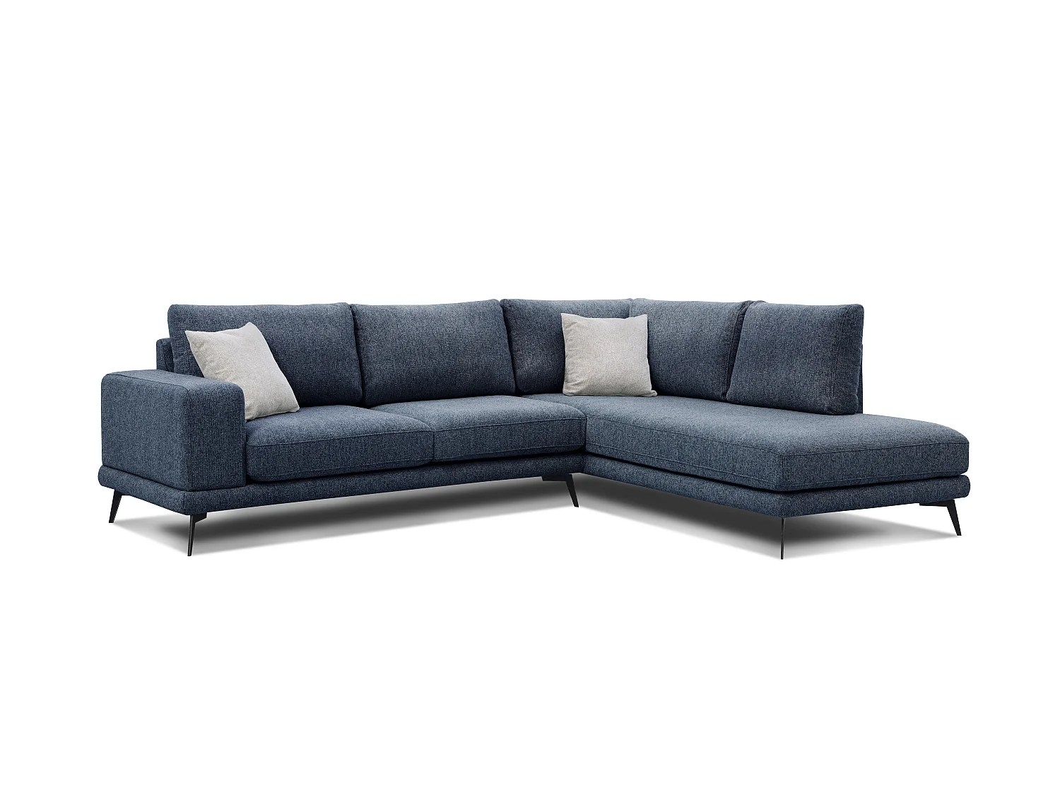 Canapé d'angle 5 places tissu bleu marine - MEDIOLANE