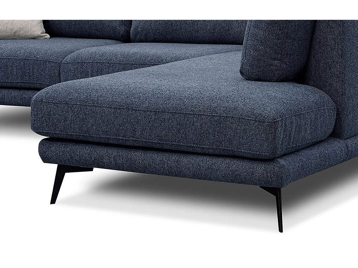 Canapé d'angle 5 places tissu bleu marine - MEDIOLANE