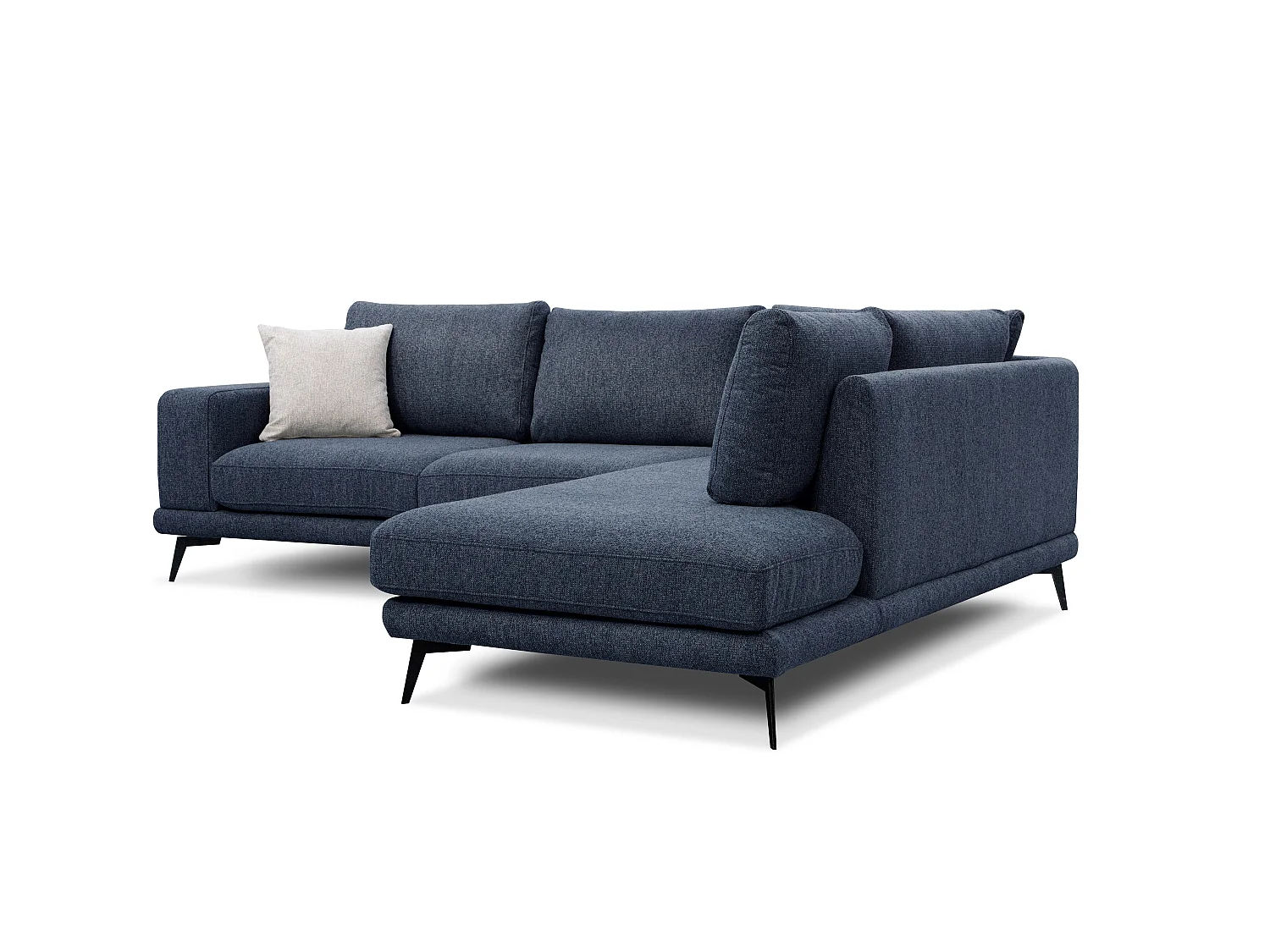 Canapé d'angle 5 places tissu bleu marine - MEDIOLANE