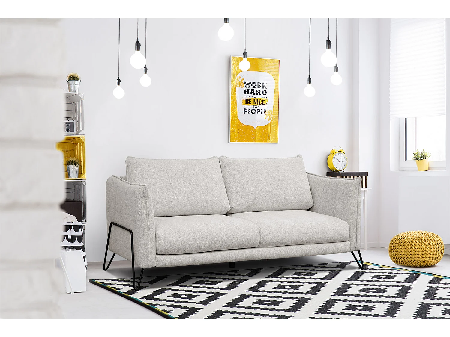 HOSTEN Sofa 2,5-Sitzer, perlweiß