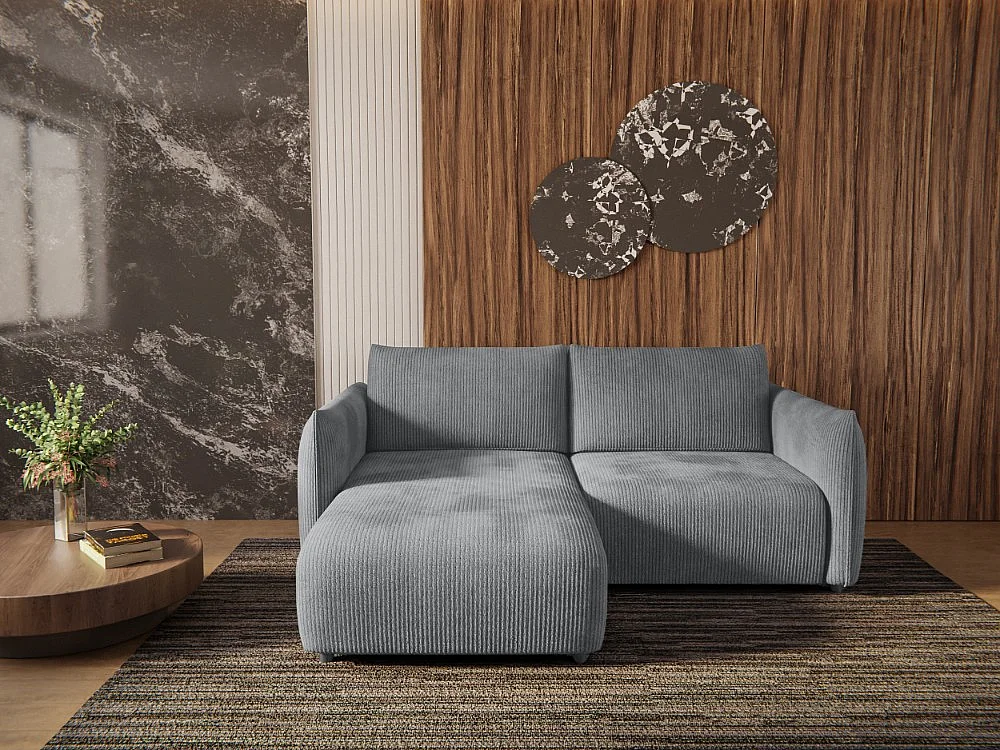 TAUER Ecksofa 3-Sitzer links, dunkelgrau