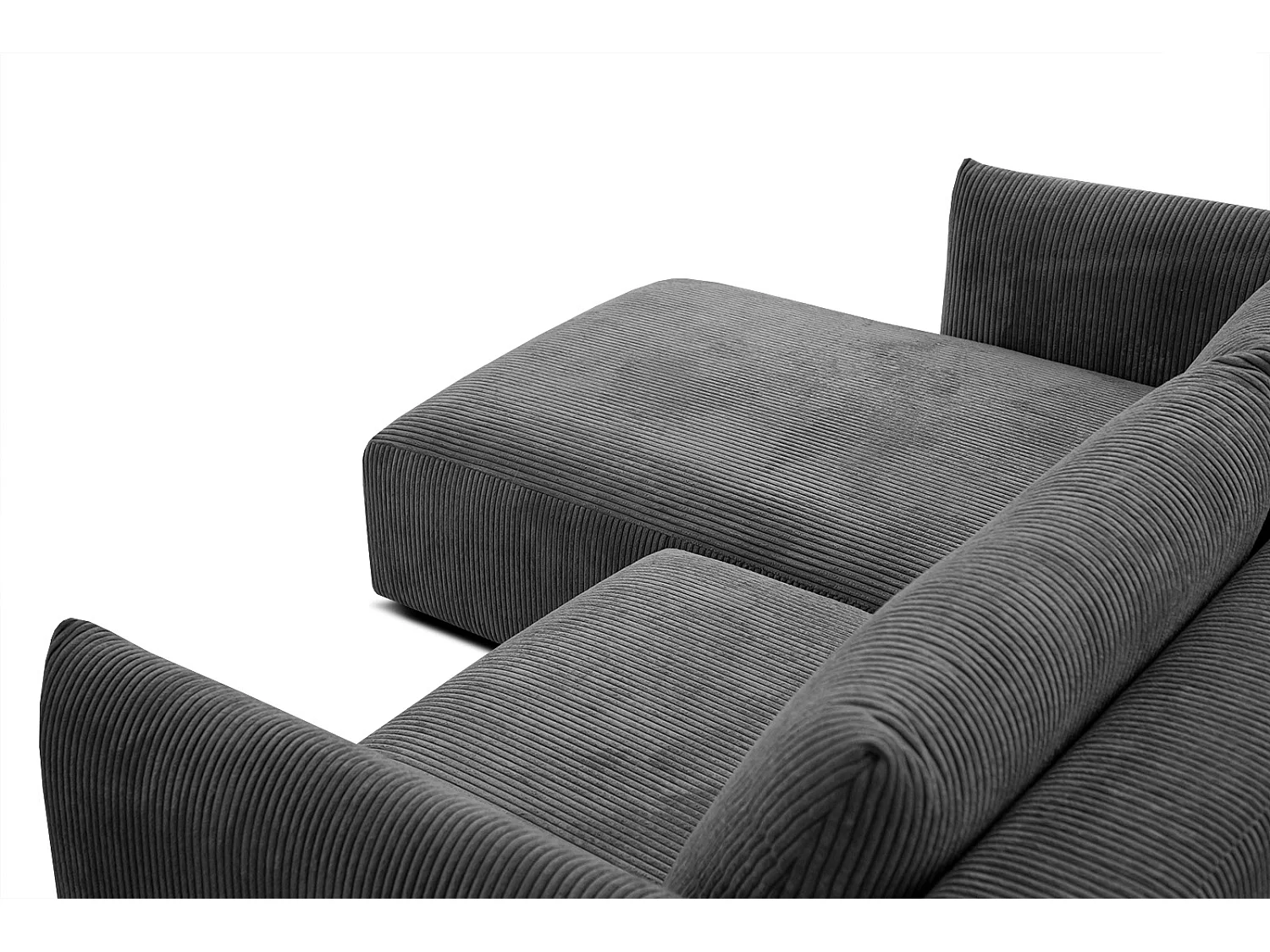 TAUER Ecksofa 3-Sitzer links, dunkelgrau
