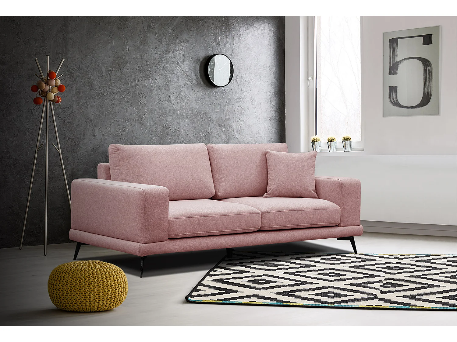 MEDIOLANE Sofa 2,5-Sitzer, hellrot