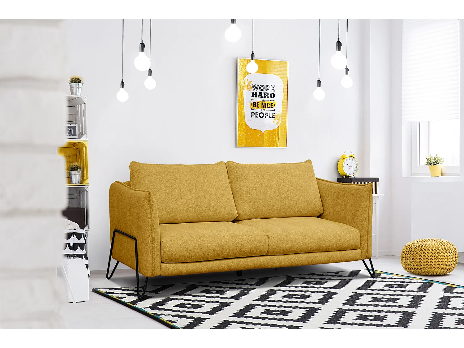 HOSTEN Sofa 2,5-Sitzer, senfgelb