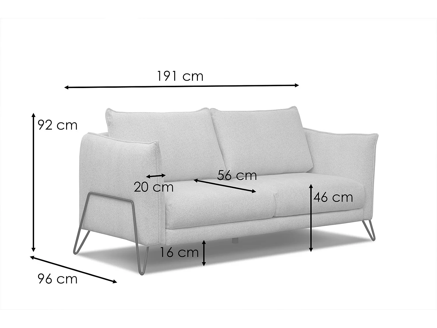 HOSTEN Sofa 2,5-Sitzer, senfgelb
