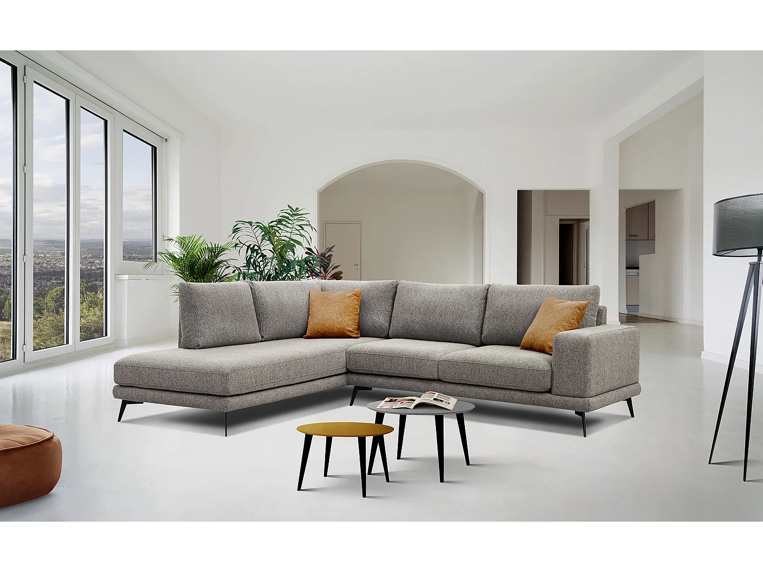 MEDIOLANE Ecksofa 5-Sitzer links, taupe