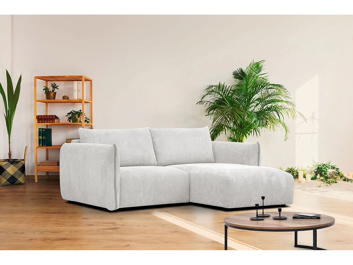 TAUER Ecksofa 3-Sitzer rechts, perlweiß